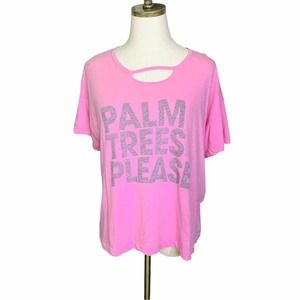 Wildfox Palm Trees Please MEDIUM Pink Tee 2654